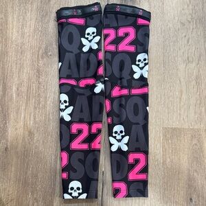 Black Pink Betty Designs Squad 2022 skull butterfly Thermal Arm Warmers small
